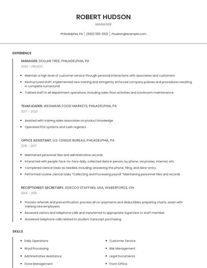 Manager Resume