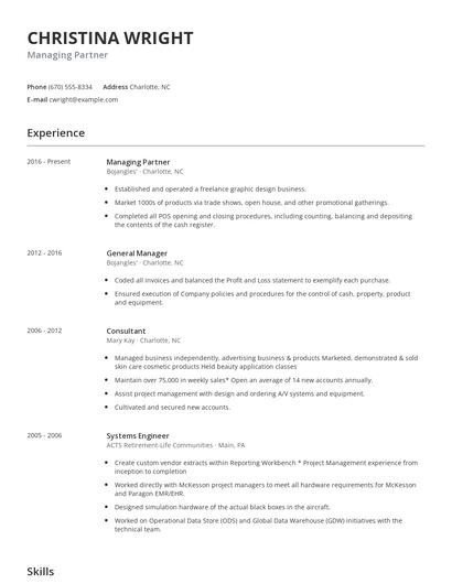 Managing Partner Resume