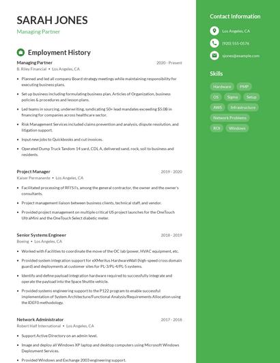 Managing Partner Resume