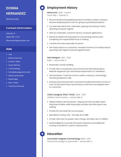 Manicurist Resume
