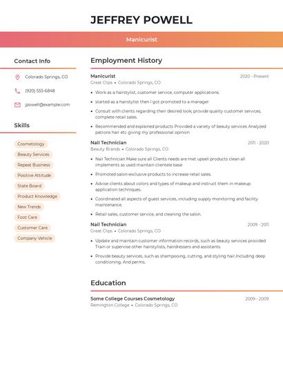 Manicurist Resume