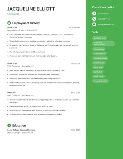 Manicurist Resume