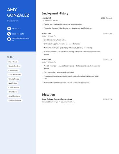 Manicurist Resume