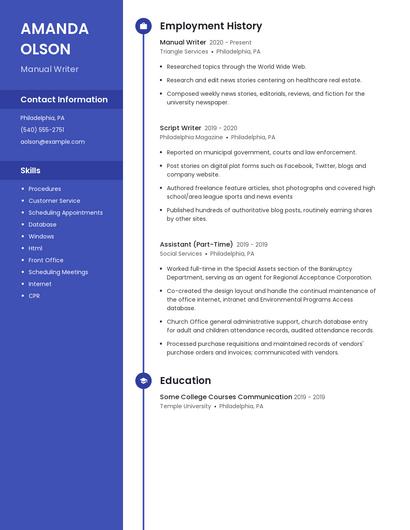 Manual Writer Resume