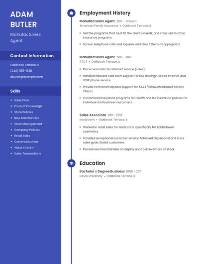 Manufacturers Agent Resume