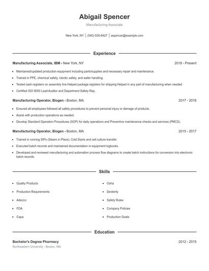Resume example 1