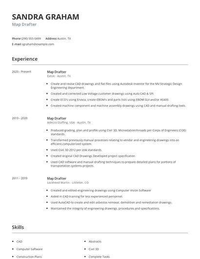 Map Drafter Resume
