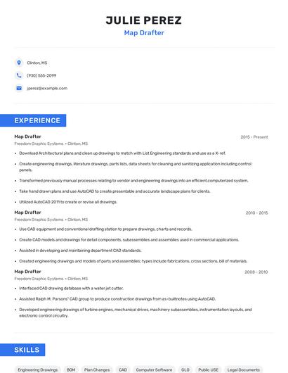 Map Drafter Resume