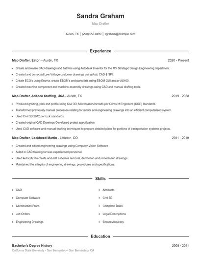 Map Drafter Resume