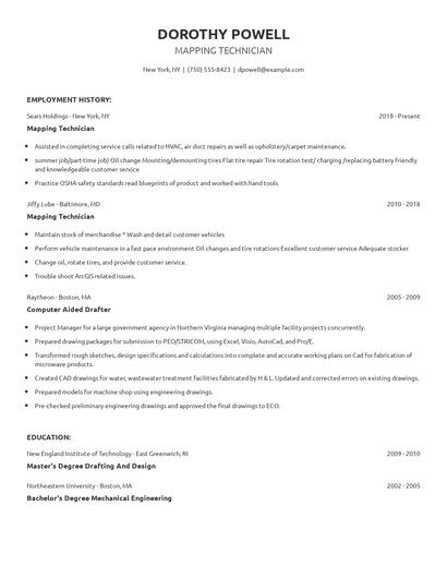Mapping Technician Resume
