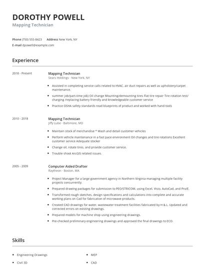 Mapping Technician Resume
