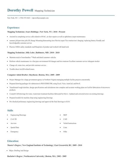 Mapping Technician Resume