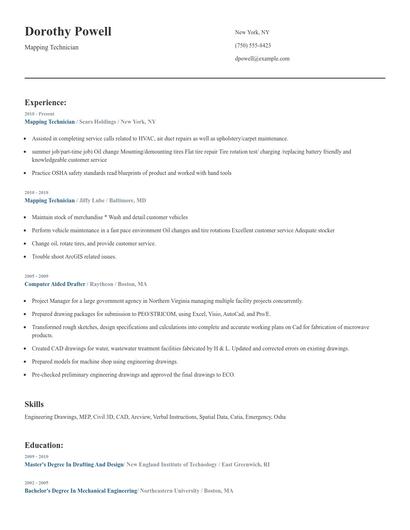 Mapping Technician Resume