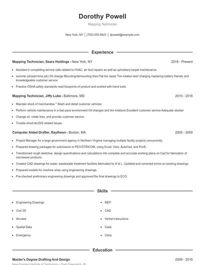 Mapping Technician Resume