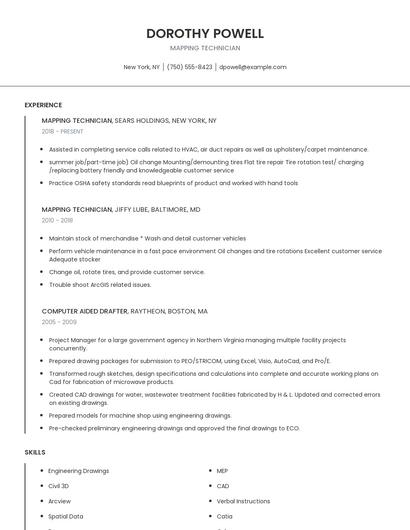Mapping Technician Resume