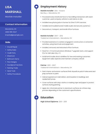 Marble Installer Resume