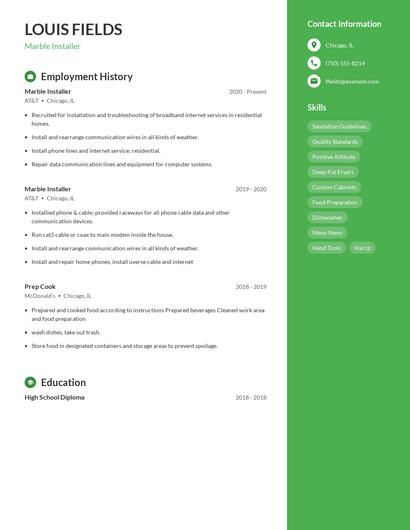 Marble Installer Resume
