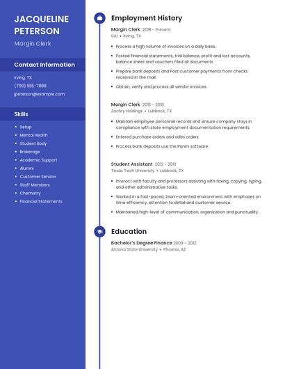 Margin Clerk Resume