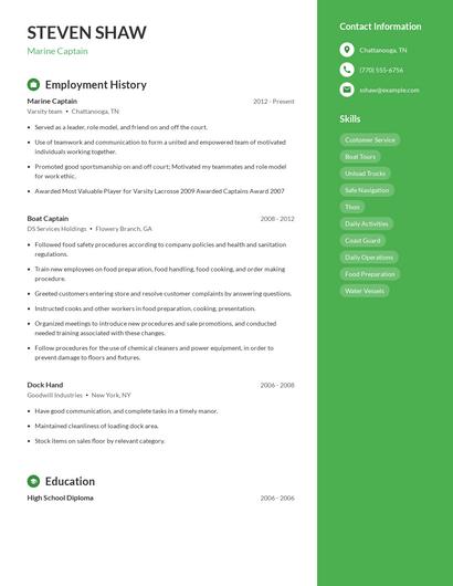 Marine Captain Resume