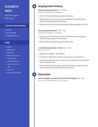 Marine Engine Machinist Resume