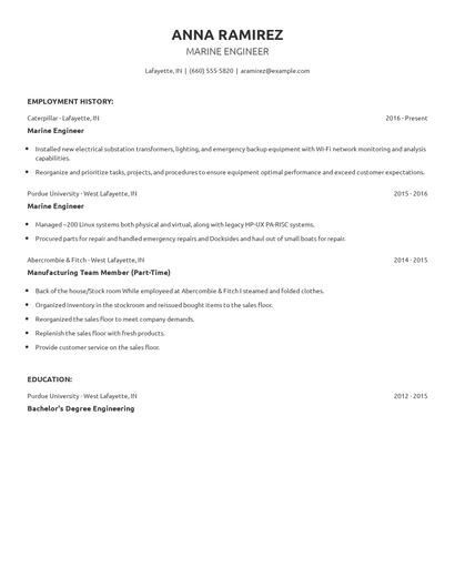 Marine Engineer Resume