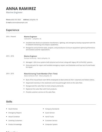Marine Engineer Resume