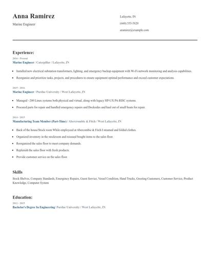 Marine Engineer Resume