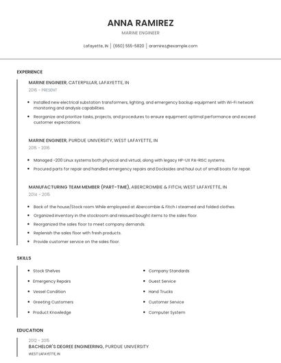 Marine Engineer Resume