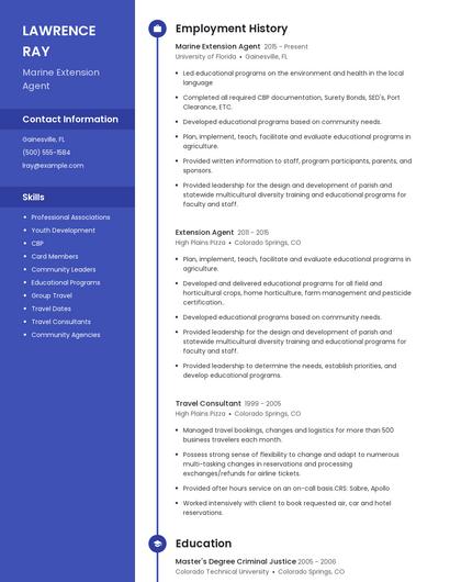 Marine Extension Agent Resume