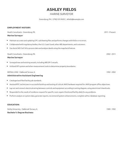 Marine Surveyor Resume