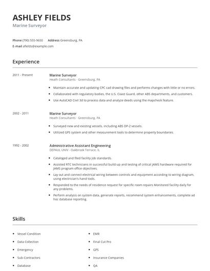 Marine Surveyor Resume