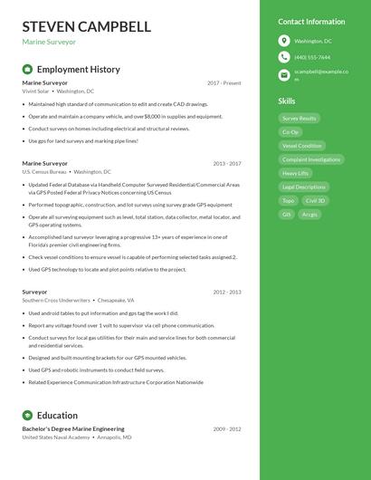 Marine Surveyor Resume