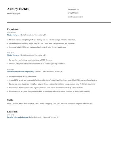 Marine Surveyor Resume