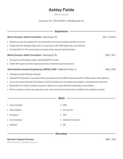 Marine Surveyor Resume