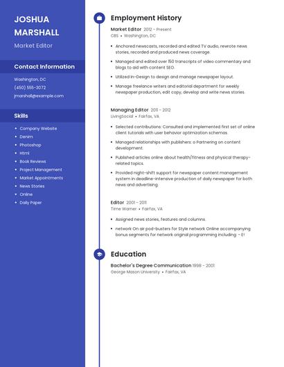 Market Editor Resume