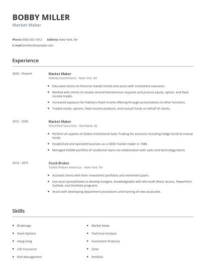Market Maker Resume