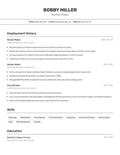 Market Maker Resume