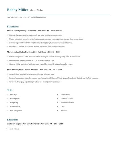 Market Maker Resume