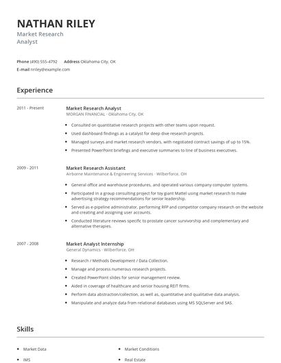 Market Research Analyst Resume