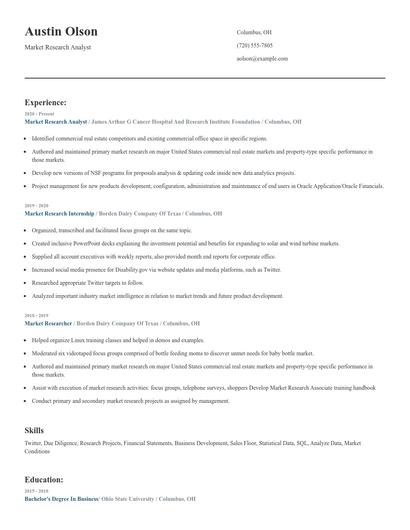 Market Research Analyst Resume