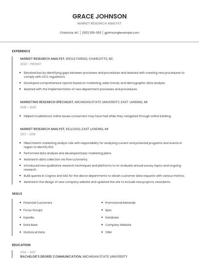 Market Research Analyst Resume