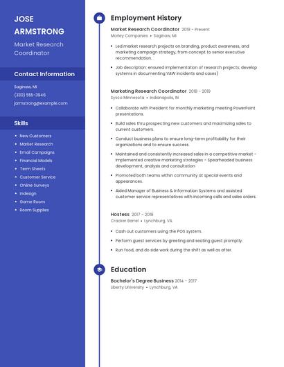 Market Research Coordinator Resume