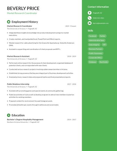Market Research Coordinator Resume