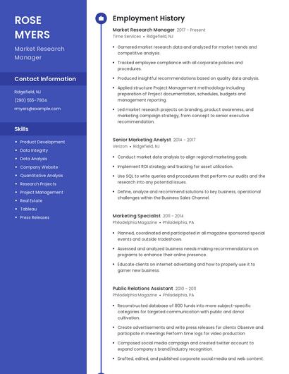 Market Research Manager Resume