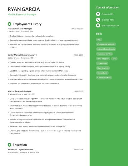 Market Research Manager Resume