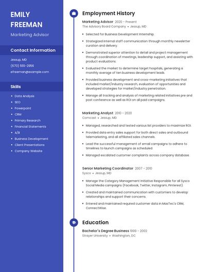 Marketing Advisor Resume