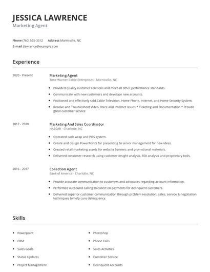 Marketing Agent Resume
