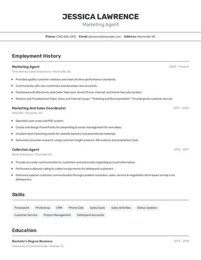 Marketing Agent Resume