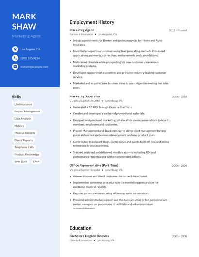 Marketing Agent Resume