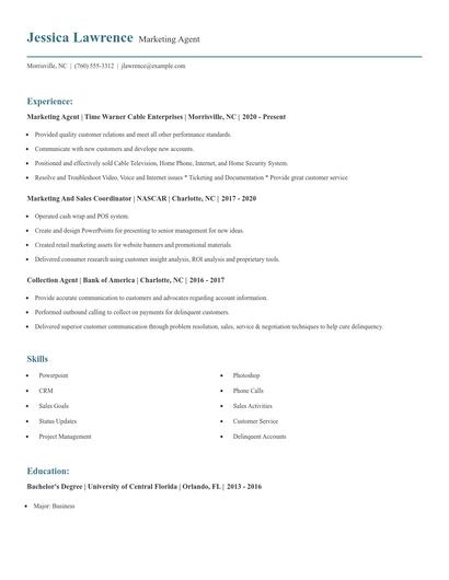 Marketing Agent Resume